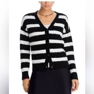 AQUA Striped Black and White Women's Sweater SIZE X-LARGE